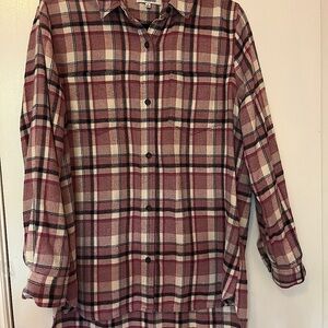 Flannel Oversized Ex-Boyfriend Shirt in Dark Plaid